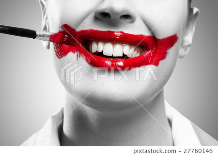 Conceptual Image with Vivid Red Mouth Conceptual Image with Vivid Red Mouth 27760146