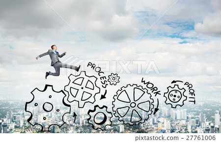 Businessman jumping high 27761006