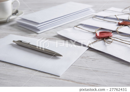 Letters with seal on table Letters with seal on table 27762431