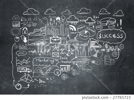 Business plan sketched on wall Business plan sketched on wall 27765723