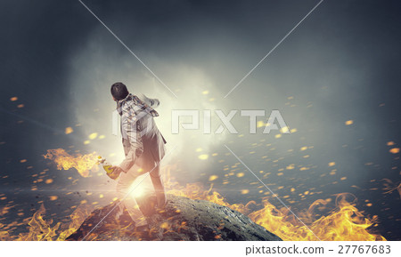 Businessman throwing petrol bomb 27767683