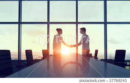 Silhouettes of Business People in Office. Mixed media Silhouettes of Business People in Office. Mixed media 27769243