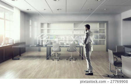 Businessman in modern office mixed media Businessman in modern office mixed media 27769908