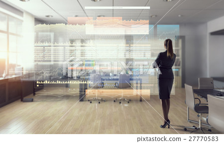 Businesswoman in modern office interior mixed media Businesswoman in modern office interior mixed media 27770583