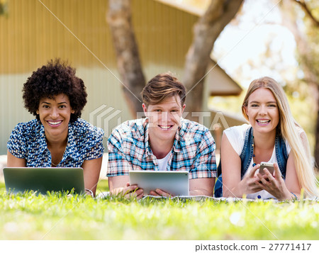 Summer, internet, education, campus and student concept Summer, internet, education, campus and student concept 27771417
