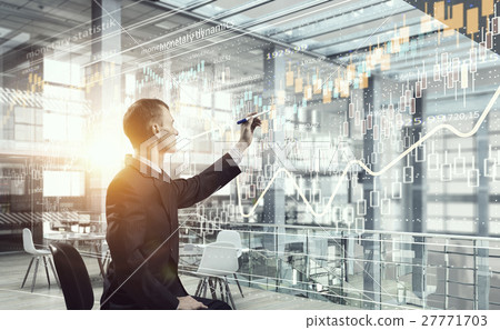 Businessman draw progress concept mixed media 27771703