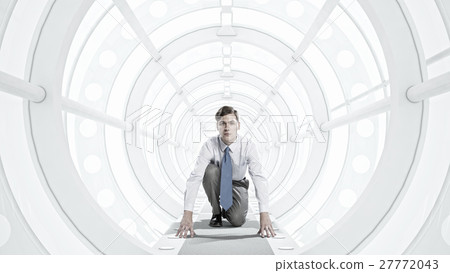 Businessman in 3D room mixed media Businessman in 3D room mixed media 27772043