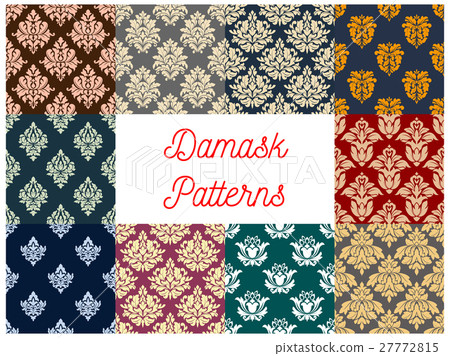 Floral damask seamless pattern background set 27772815