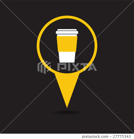 Map pointer with coffee cup icon. Map pointer with coffee cup icon. 27775343