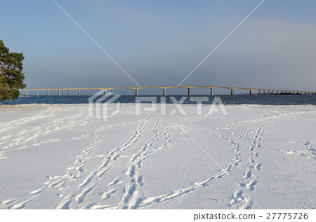 The Oland Bridge in Sweden by winter season 27775726