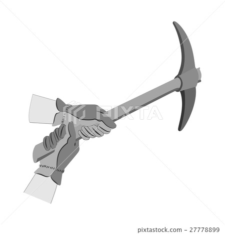 Hands in gloves using pickax. Hands in gloves using pickax. 27778899