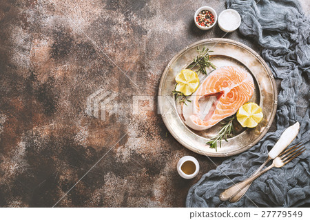 Fresh raw salmon steak 27779549