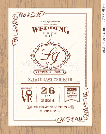 Classic vintage wedding invitation card Classic vintage wedding invitation card 27779956
