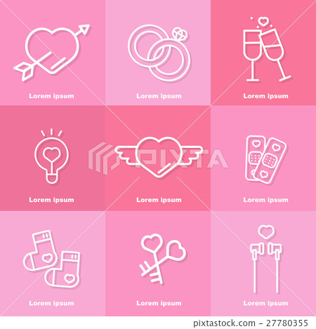 Set of valentine's day objects and icon Set of valentine's day objects and icon 27780355
