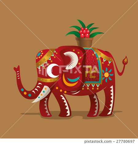 A elephant with a plant of Evergreen A elephant with a plant of Evergreen 27780697
