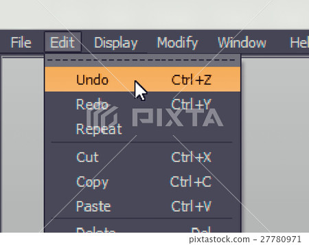 Software menu item with undo (cancel) command 27780971