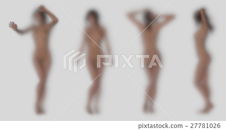 Silhouette of woman behind glass in bathroom 27781026