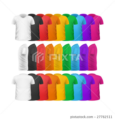 Color T-shirts Front View Vector Set Isolated Color T-shirts Front View Vector Set Isolated 27782511