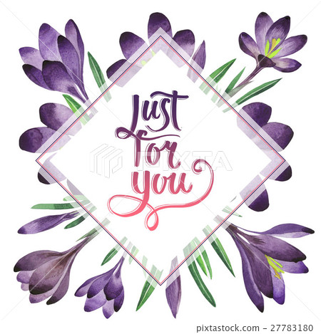 Wildflower crocuses flower frame in a watercolor 27783180
