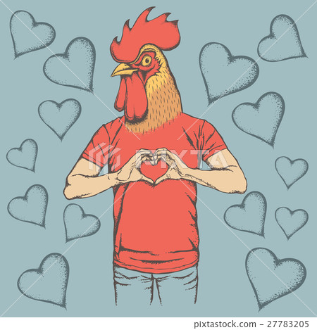 Rooster Valentine day vector concept 27783205