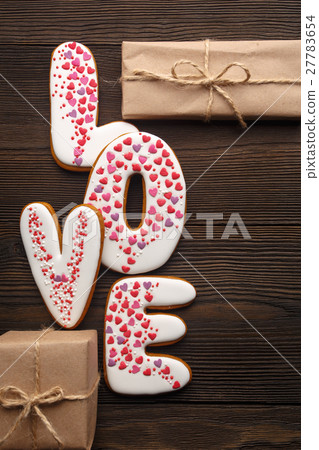 Gingerbreads hearts and little boxes for 27783654