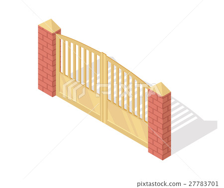 Metal Gate Vector Icon In Isometric Projection - Stock Illustration ...