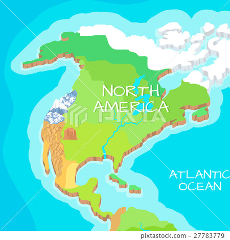 North America Mainland Vector Cartoon Relief Map - Stock Illustration  [27783779] - PIXTA