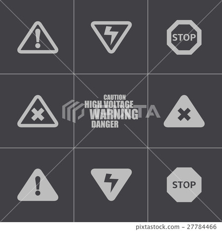 Vector black danger icons set 27784466