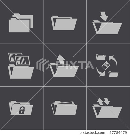 Vector black folder icons set - Stock Illustration [27784479] - PIXTA