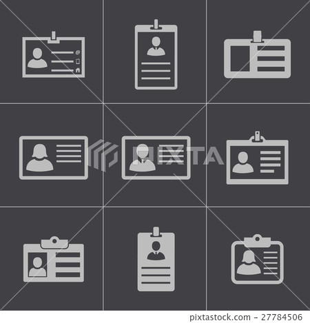 Vector black id card icons set 27784506