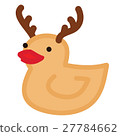 Funny yellow duck Christmas raindeer 27784662