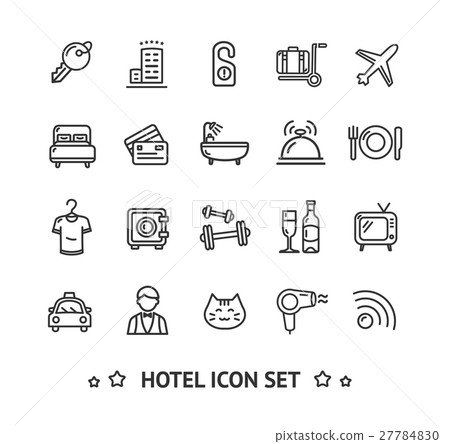 Hotel Icon Thin Line Set. Vector - Stock Illustration [27784830] - PIXTA
