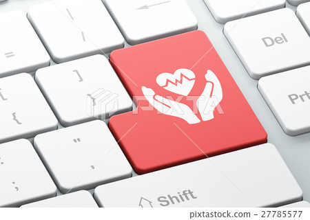 Insurance concept: Heart And Palm on computer 27785577