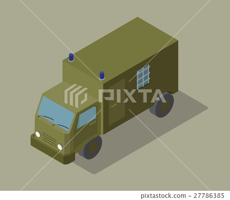 Flat 3d isometric paddy wagon for city map 27786385