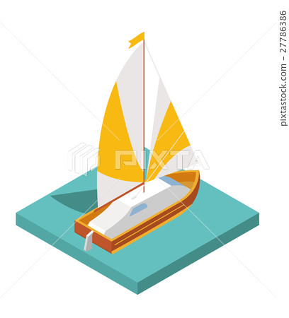 Flat 3d isometric yacht for city map travel  27786386