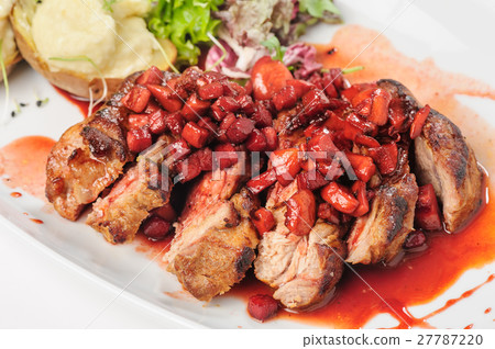 roasted beef with berry and apple sauce roasted beef with berry and apple sauce 27787220