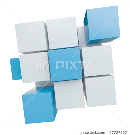 Abstract cube assembling from blocks Abstract cube assembling from blocks 27787267