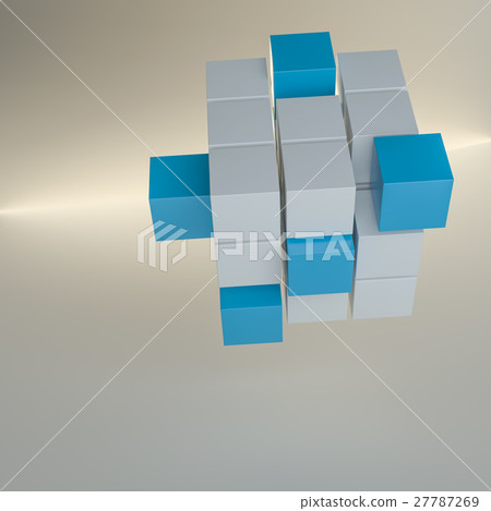 Abstract cube assembling from blocks Abstract cube assembling from blocks 27787269