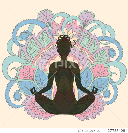yoga girl on lotus background yoga girl on lotus background 27788406