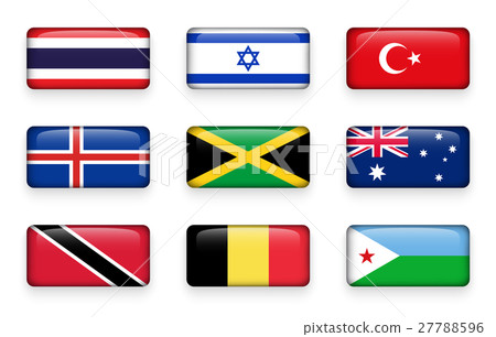 Set of world flags rectangle buttons  27788596