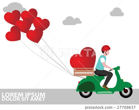 man riding a motorcycle to deliver a heart man riding a motorcycle to deliver a heart 27788637