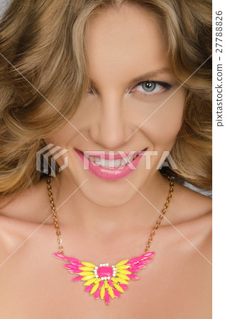 portrait of smiling woman with a choker portrait of smiling woman with a choker 27788826