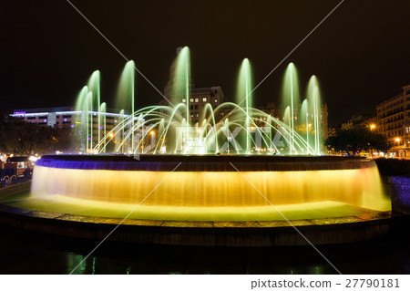 Colorful fountain on Catalunya Plaza Colorful fountain on Catalunya Plaza 27790181