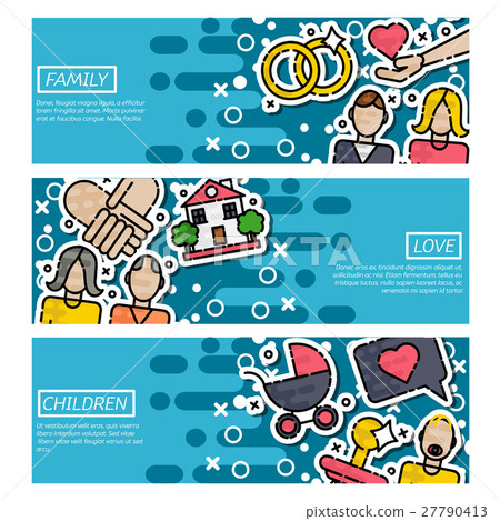 Set of Horizontal Banners about family 27790413