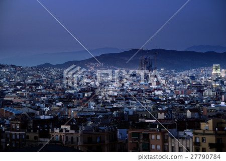 Barcelona in sunset time, Spain 27790784