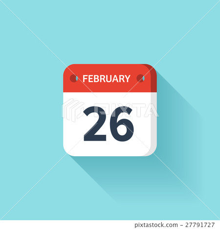 February 26. Isometric Calendar Icon With Shadow 27791727