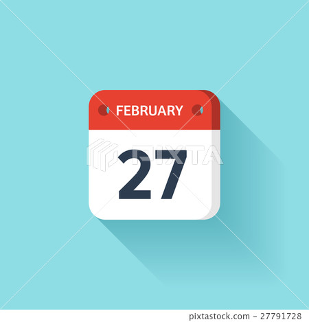 February 27. Isometric Calendar Icon With Shadow February 27. Isometric Calendar Icon With Shadow 27791728
