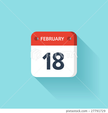 February 18. Isometric Calendar Icon With Shadow February 18. Isometric Calendar Icon With Shadow 27791729