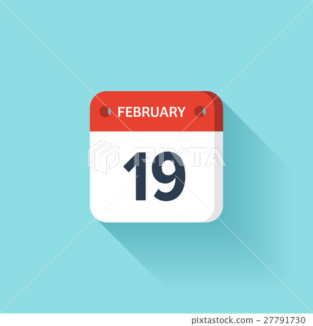 February 19. Isometric Calendar Icon With Shadow February 19. Isometric Calendar Icon With Shadow 27791730