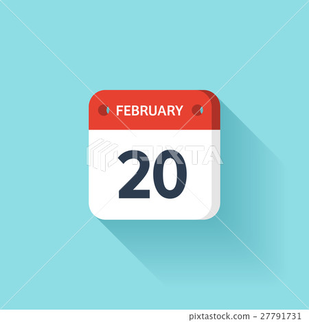 February 20. Isometric Calendar Icon With Shadow February 20. Isometric Calendar Icon With Shadow 27791731